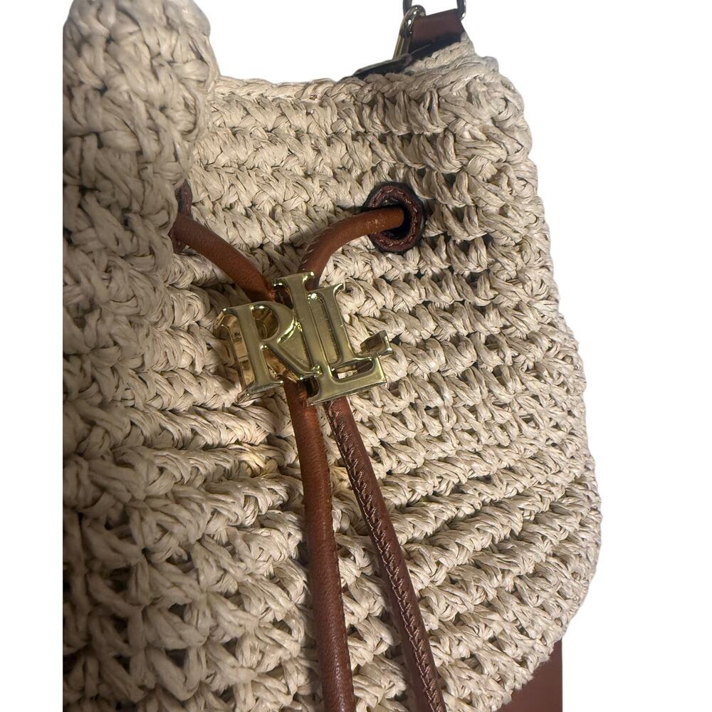 Ralph Lauren Faux-Straw Large Andie Drawstring Bag - Picture 3 of 10